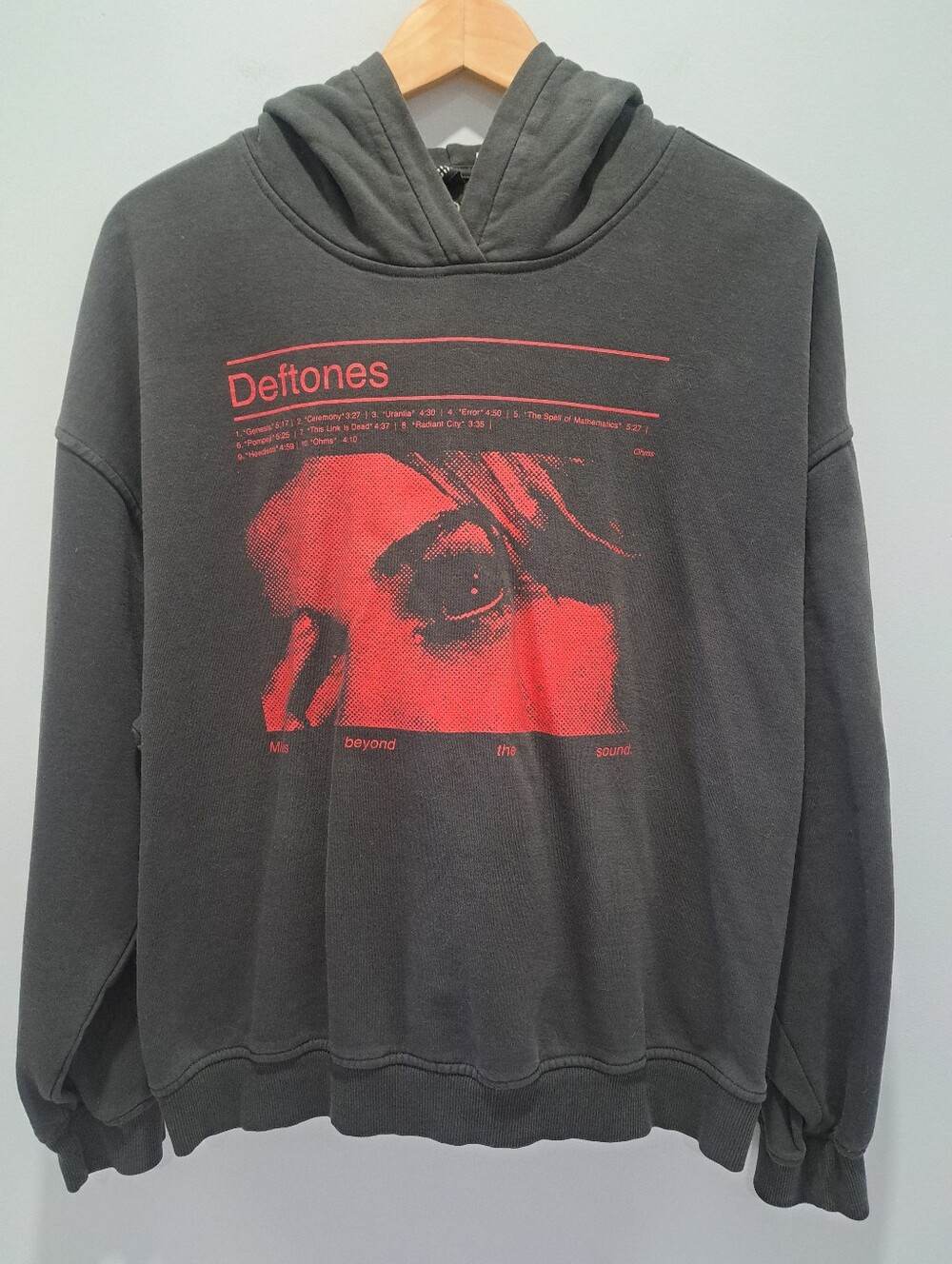Deftones Grunge Indie Festival Graphic Hoodie Sweatshirt Charcoal Gray Womens M